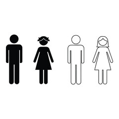 Diverse representation of male and female figures in silhouette and outline forms