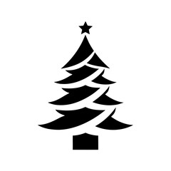 Fototapeta premium Simple christmas tree with a star on transparent background silhouette