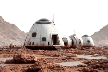Scientific Mars colony base isolated on transparent background