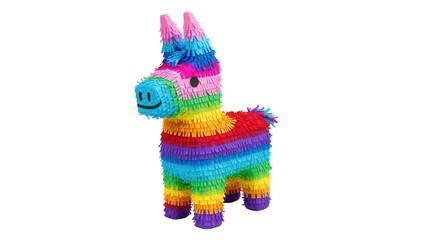 Colorful donkey piñata PNG isolated on transparent background, traditional Mexican party game for birthday celebration and festive occasions