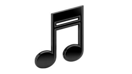 Elegant black musical note PNG isolated on transparent background, classical music symbol for graphic design and creative projects