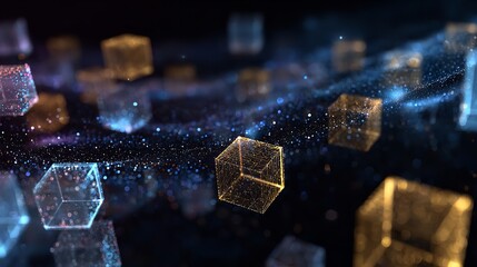 Abstract blockchain technology concept on futuristic background