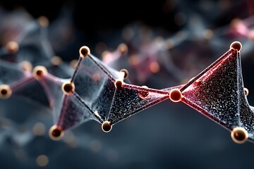 Abstract molecule network connecting spheres with triangular planes for futuristic technology illustration background