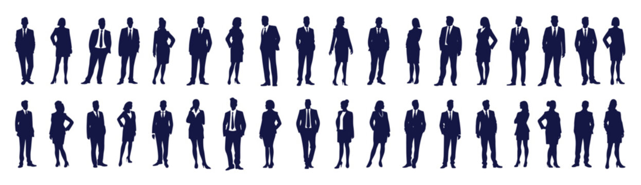 business people silhouette set business man and woman
