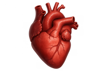 Human heart organ vector illustration on transparent background depicting cardiology, biology, and anatomical concept