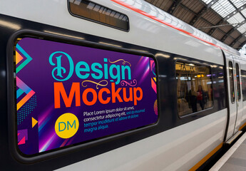 Advertisement Mockup On Train Window