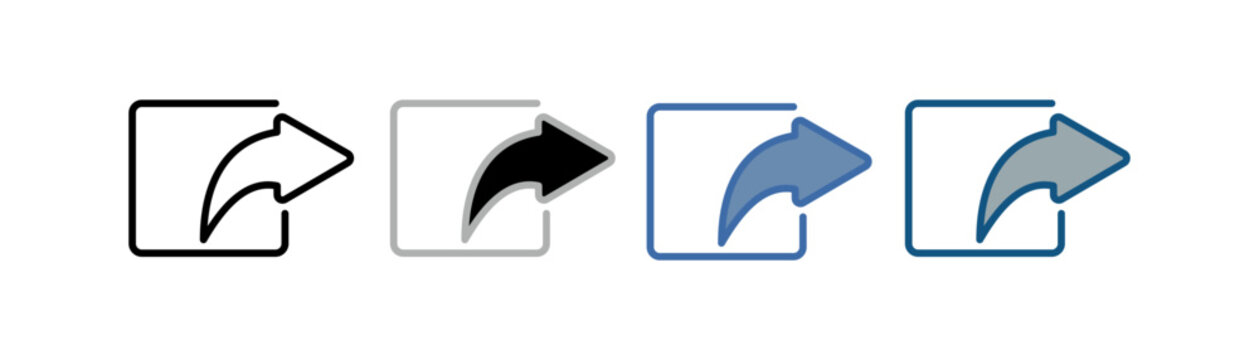
share icon set multiple style collection with box design and arrow to the righ