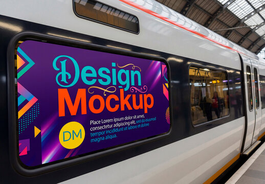Advertisement Mockup On Train Window