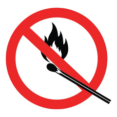 No open flames or smoking sign. fire prevention and safety warning.