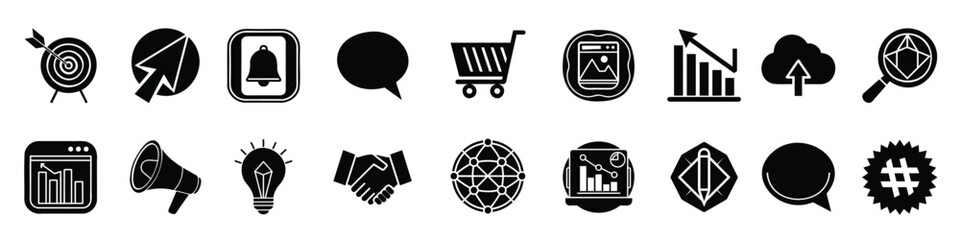 Collection digital marketing business icons graph chart