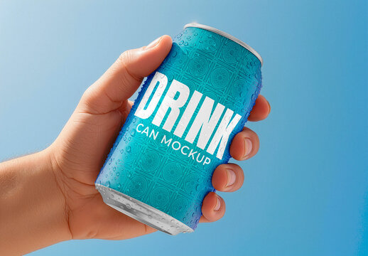 Aluminum Soda Can Mockup In Hand