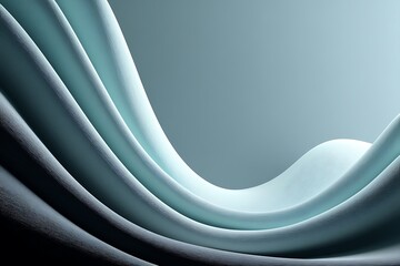 Abstract teal layered flow with soft light texture, wave pattern background for designs