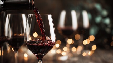 invulnerable. Red wine being poured into glasses with burgundy liquid. bar promotions, beverage menus, designed for food & beverage menus and cafe branding, used by researchers.