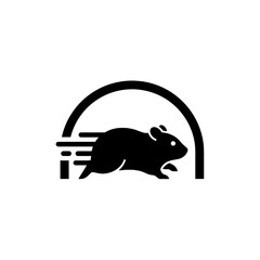 Hamster silhouette running through a simple archway adventure theme