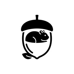 Hamster curled in acorn shell silhouette vector graphic