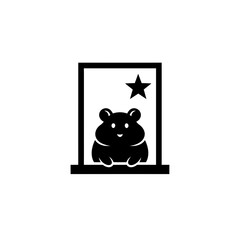 Hamster with oversized key silhouette mystery concept vector graphic