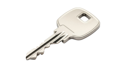 Metal door key isolated PNG on transparent background, security and access concept for design projects and presentations