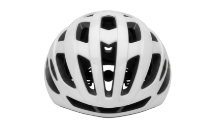 Modern white bicycle helmet isolated PNG, safety gear for cycling and outdoor sports on transparent background