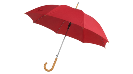 Red umbrella PNG isolated on transparent background, rain protection parasol for weather forecast and outdoor use