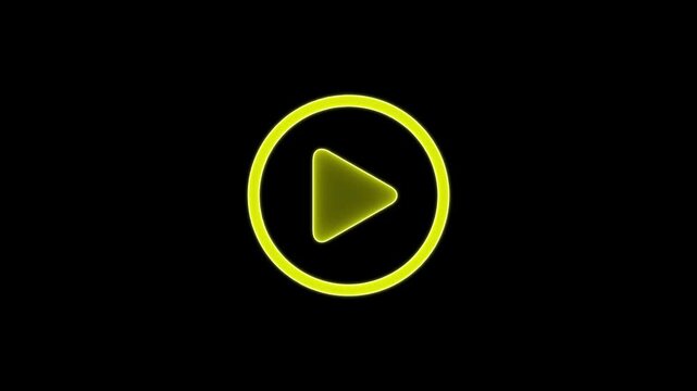Animated neon glowing play button icon for user interface video.