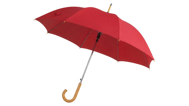 Red umbrella PNG isolated on transparent background, rain protection parasol for weather forecast and outdoor use
