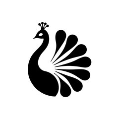 Silhouette of a stylized peacock art on transparent background