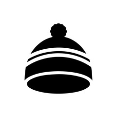 Silhouette of a winter hat with pompom on transparent background