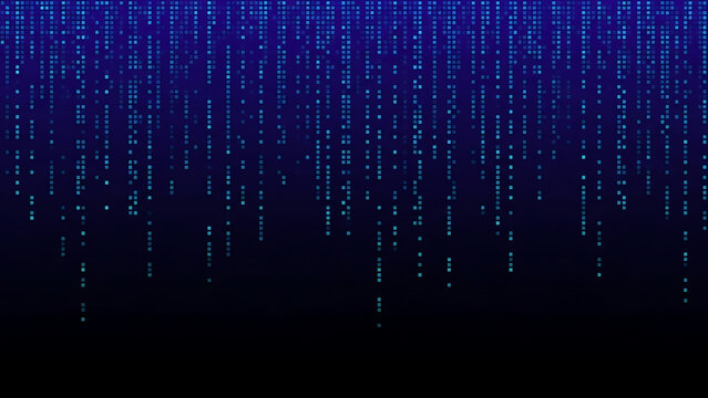 Dark blue abstract data stream background pattern of falling small squares for technology and cyber security - Powered by Adobe