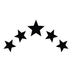 Five black stars arranged in an arc on a white background, symbolizing rating or achievement