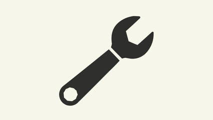 Black silhouette of a wrench tool on a light beige background, representing repair and maintenance.