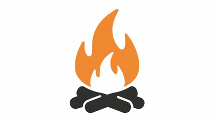 A simple, stylized illustration of a burning campfire with orange flames and dark logs.