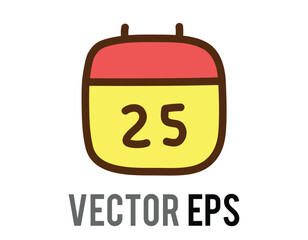 Cute cartoon calendar icon with the date twenty-five, perfect for planning.
