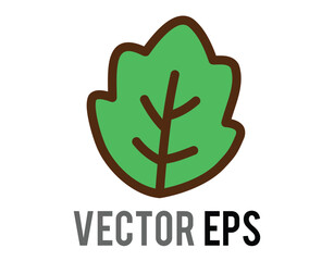 Cartoon leaf illustration with green and brown colors