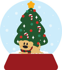 Cute Golden Dog Snow Globe Christmas