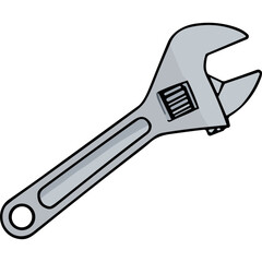 Obraz premium Adjustable silver wrench tool isolated on a black background showing its mechanical design and industrial use