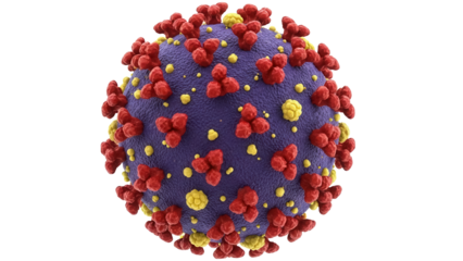 Coronavirus virion isolated PNG, detailed 3D render of COVID-19 virus particle with spikes, medical visualization for science and healthcare