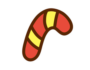 Festive candy cane illustration with red, yellow, and brown colors