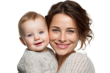 Loving mother baby smile isolated on transparent background