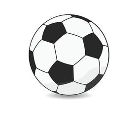 Simple graphic design of a standard soccer ball with shading for depth and dimension.