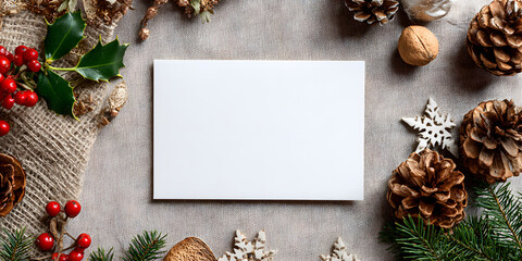 Captivating Christmas Greeting Card Mockup with Elegant Festive Decor for Enchanting Holiday Celebrations