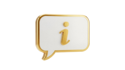 Golden information icon PNG isolated on transparent background, help and support symbol for website and app design