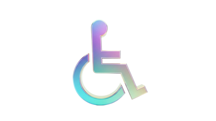 Holographic handicap symbol PNG isolated on transparent background, accessibility icon for disabled persons and inclusive design projects