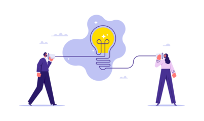 Brainstorm or connect idea concept, teamwork or partnership brainstorming business idea or innovation to solve problem