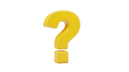 Bright yellow question mark isolated PNG on transparent background, symbol of inquiry and uncertainty for graphic design