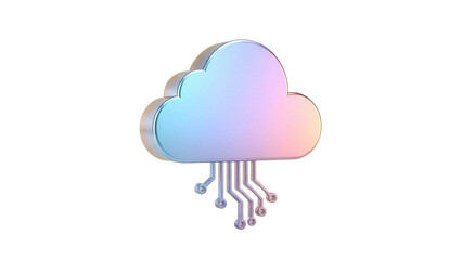 Holographic cloud computing PNG isolated on transparent background, modern technology concept for digital storage and data management