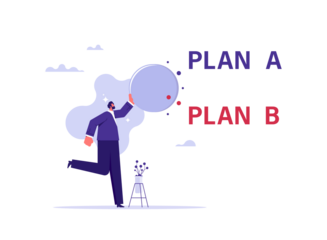 Business option plan or business choice concept, businessman chooses plan b as a choice between Plan A, deciding on a business strategy plan