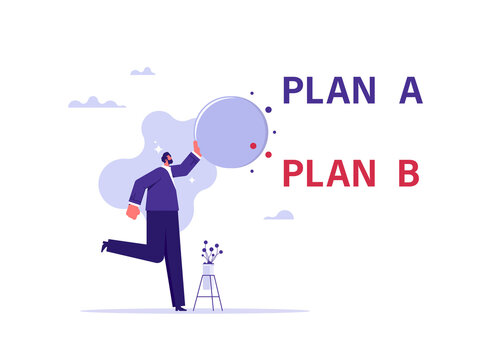 Business option plan or business choice concept, businessman chooses plan b as a choice between Plan A, deciding on a business strategy plan - Powered by Adobe