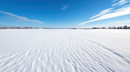 Snow field winter landscape blue sky horizon line open field snow texture cold weather clear day