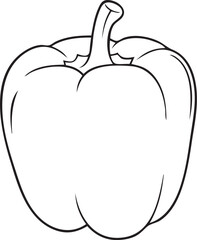 Silhouette of a Bell Pepper in Natural Pose on White Background