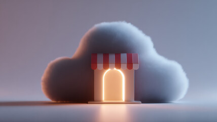 A unique digital store, built in the cloud concept with a soft, inviting glow